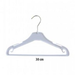 Junior galgar i vit plast med stng och remhllare - 30 cm - 100 st.