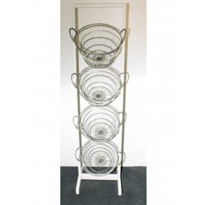 Hylla med 4 metallkorgar, svart eller vit ram