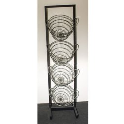 Shelving unit with 4 metal baskets, black or white frame