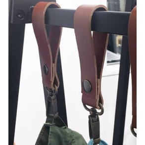 Lderrem med karbinhake - Cognacfrgad - 20 st