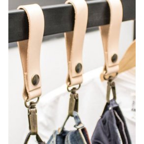 Lderrem med karbinhake - Naturlig - 20 st.