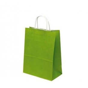 Lime green paper bag with twisted handle - H24 cm - 50 pcs