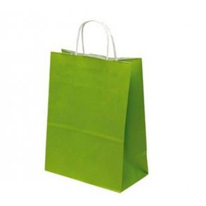Lime green paper bag with twisted handle - H31 cm - 50 pcs