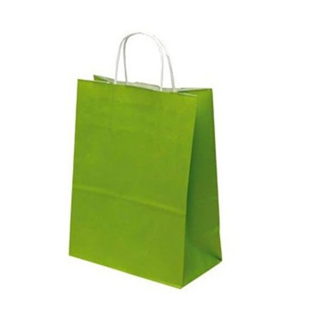 Lime green paper bag with twisted handle - H31 cm - 50 pcs