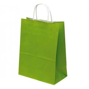 Lime grönpapperspse med vridet handtag - H44 cm - 50 st.