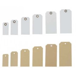 Manila tags with and without string, in natural and white