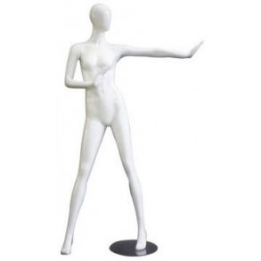 Mannekäng - Ansiktslös - Dam - Vit Högglans - Rakt arm
