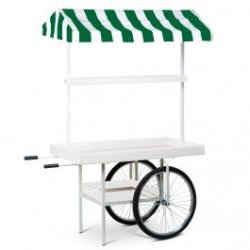 Marknadsvagn - Gatuvagn med gr&ouml;n/vit randig markis