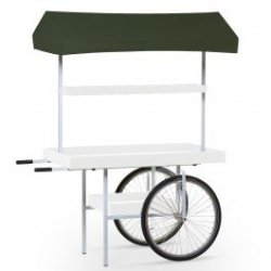 Marknadsvagn - Gatu vagn med gr&ouml;n markis