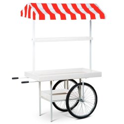 Marknadsvagn - Sprvagn med rd/vit randig markis
