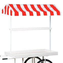 Marknadsvagn - Sprvagn med rd/vit randig markis