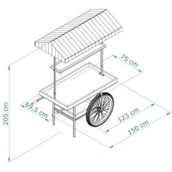 Marknadsvagn - Gatu vagn med gr&ouml;n markis