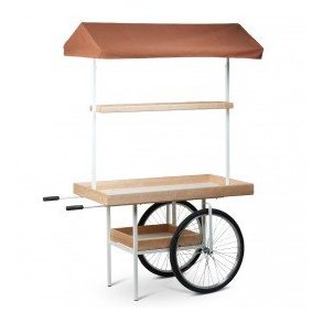 Marknadsvagn med brunt tak - naturliga hyllor