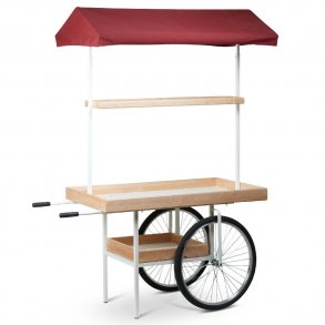Marknadsvagn med vinterröd markis - naturliga hyllor