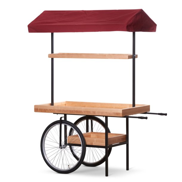 Markedsvogn sort med Bordeaux markise