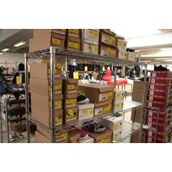 Steel shelf - TUBO shelf in chromed steel, H160 x W61 x 36/46 cm deep with 4 shelves