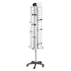 Glasses stand - Tall glasses display with lock and wheels for 64 pairs