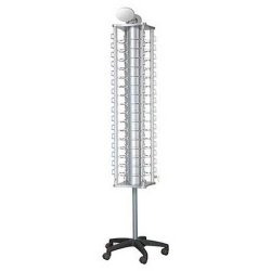 Glasses stand - Tall glasses display with lock and wheels for 64 pairs