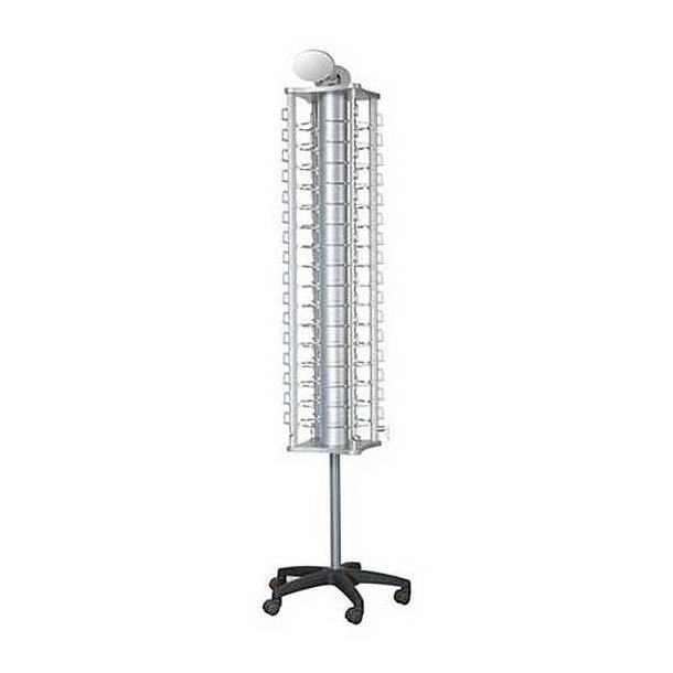 Glasses stand - Tall glasses display with lock and wheels for 64 pairs