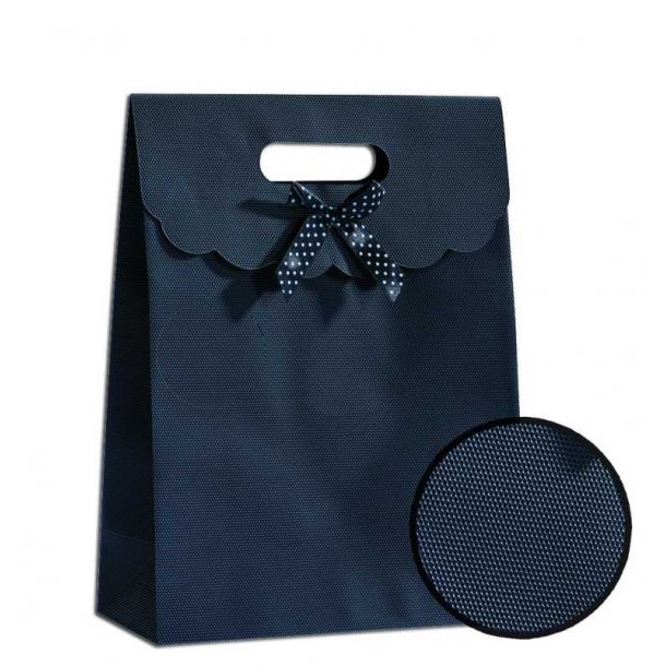 Medium-sized black gift bag with bow - 19x8xH26 - 10 pcs