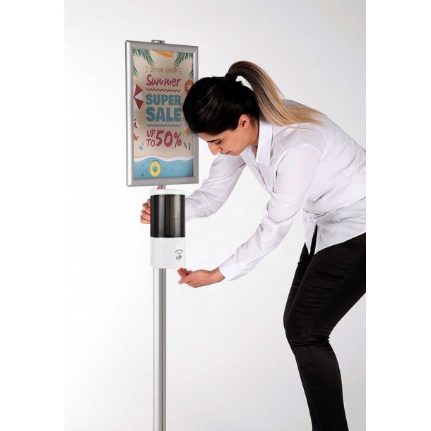 Multi Stand med 1000ml sprit dispenser, drypholder, bakke og Snap Frame A3