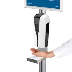 Multi Stand med 1000ml sprit dispenser, drypholder, bakke og Snap Frame A4