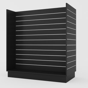 H-Gondola i sort slatwall & rillepanel