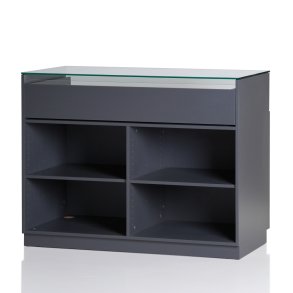 Butiksdiske med glasvitrine top 120 cm