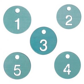 Nummer taggar för provrum - Paket med nr. 1 till nr. 5