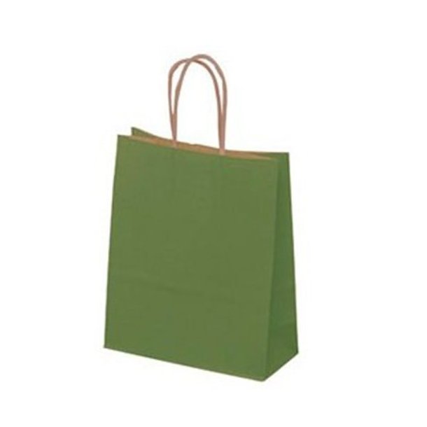 Olive green paper bag with twisted handle - H24 cm - 50 pcs. incl. environmental tax