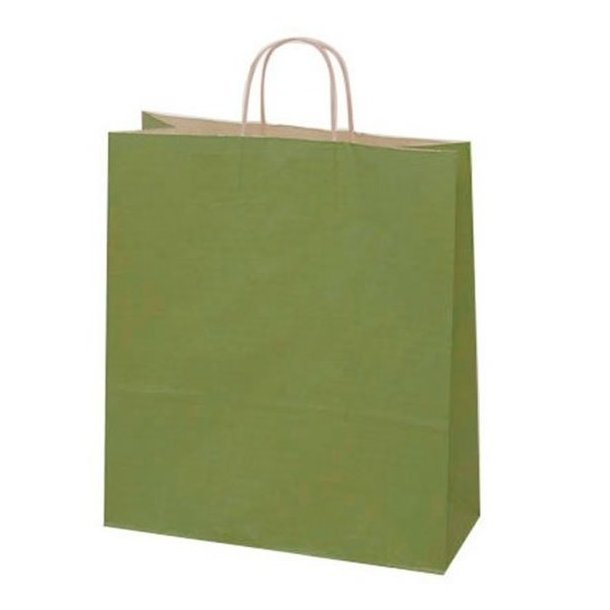 Olive green paper bag with twisted handle - H44 cm - 50 pcs