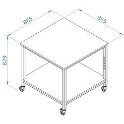 Presentation table, sales table with wheels - Metal frame - W86 cm - White