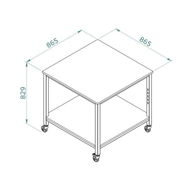 Presentation table, sales table with wheels - Metal frame - W86 cm - White