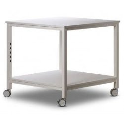 Presentation table, sales table with wheels - Metal frame - W86 cm - White