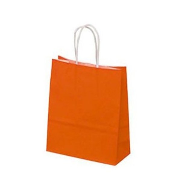 Orange papperspse med vridet handtag - H24 cm - 50 st.