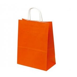 Orange papperspse med vridet handtag - H31 cm - 50 st.