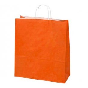 Orange papperspse med vridet handtag - H44 cm - 50 st.