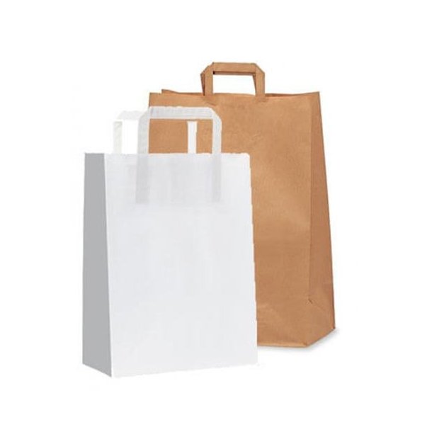 Paper bags with flat handles - H29 cm - 200 pcs