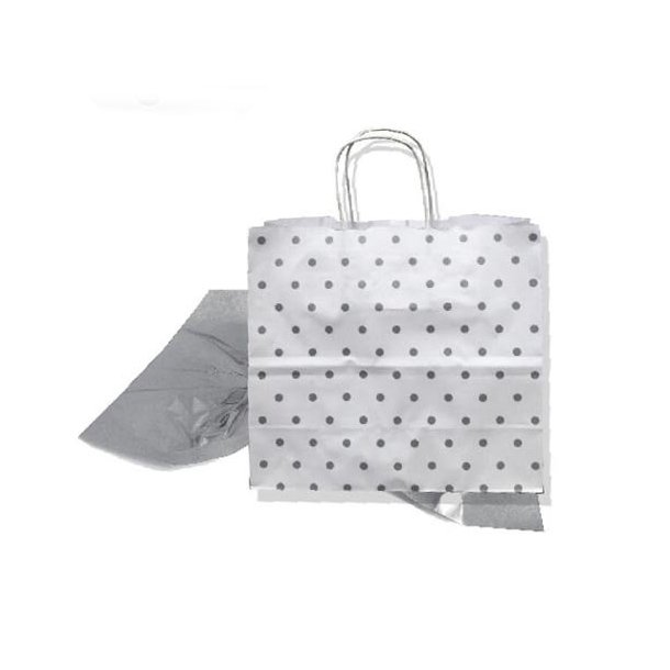 Paper bag with silver dots - H24 cm - 25 pcs