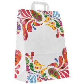 Paper bag with Flower Power motif - H45 cm - 50 pcs