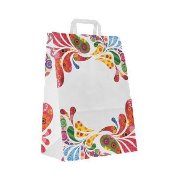 Papperspse med Flower Power-motiv - H45 cm - 50 st.