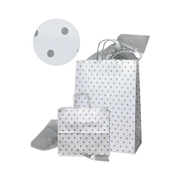 Paper bag with silver dots - H24 cm - 25 pcs