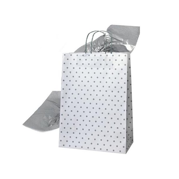 Paper bag with silver dots - H44 cm - 25 pcs