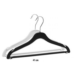 Plastic hangers with rod and hook - 41 cm - black or white - 225 pcs