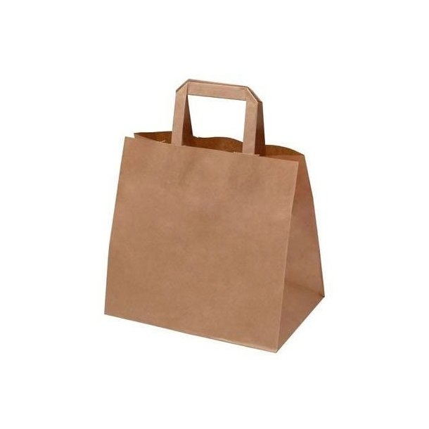 Shopping bags - Natural colored paper bag with flat handles - 50 pcs