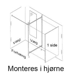 Flex fitting room - Black frame - black / white curtain - 1 side white or gray