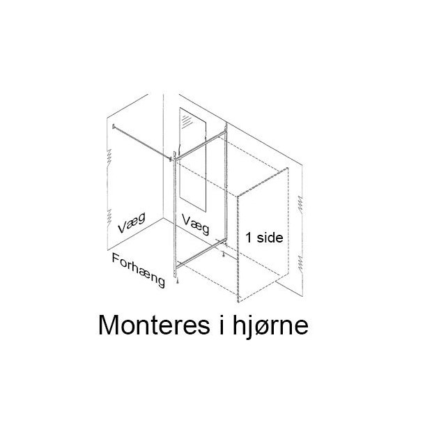 Flex fitting room - Black frame - black / white curtain - 1 side white or gray