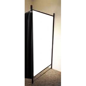 Flex fitting room - Black frame - black / white curtain - 1 side white or gray