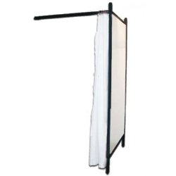 Flex fitting room - Black frame - black / white curtain - 1 side white or gray