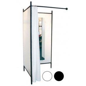 Flex fitting room - Black frame - black / white curtain - 2 sides white or gray